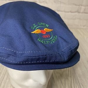 Vintage 1993 US Open Baltusrol Golf Springfield NJ Cabbie Hat Blue Adj Hook Loop